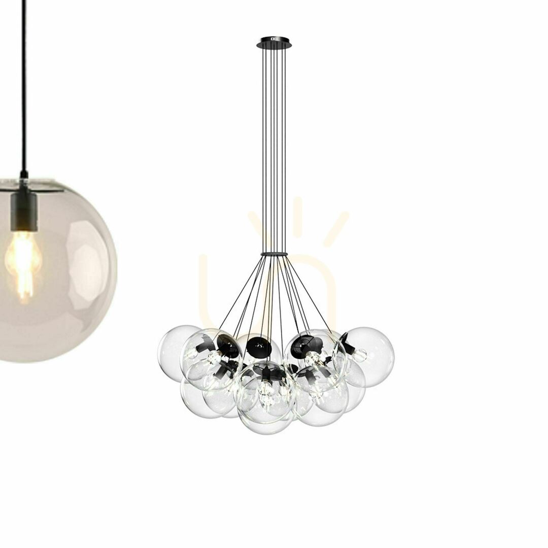 Afişa Lustră suspendată s.luce Orb, 13 x E27, globuri din sticlă fumurie, Ø40 cm Lustră suspendată s.luce Orb, 13 x E27, globuri din sticlă fumurie, Ø40 cm