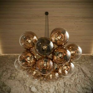 Lustră suspendată s.luce Orb, 13 x E27, globuri din sticlă maro, Ø50 cm small 0