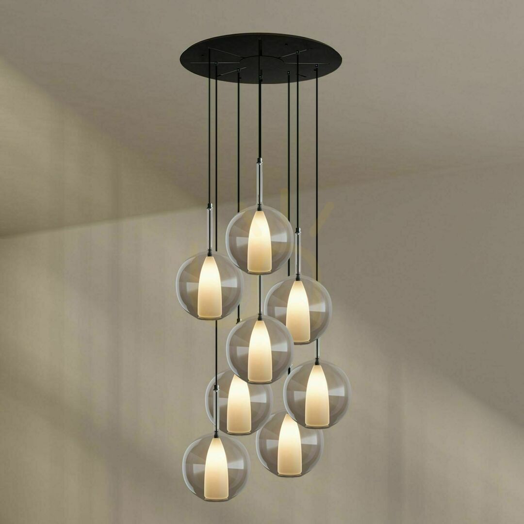 Verifica Lustră suspendată s.luce Belluna, 8 lumini E27, sticlă transparentă, Ø 80 cm Lustră suspendată s.luce Belluna, 8 lumini E27, sticlă transparentă, Ø 80 cm