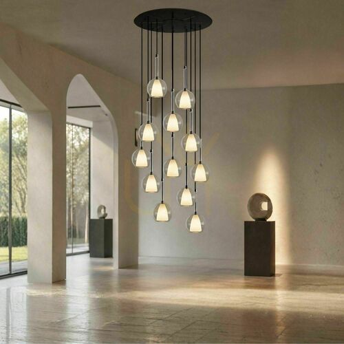 Verifica Lustră s.luce Belluna, 12 × E14, sticlă transparentă, rozetă Ø 80 cm