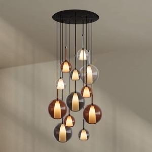 Lustră suspendată s.luce Belluna, 12 lumini, sticlă multicoloră, Ø 80 cm small 0