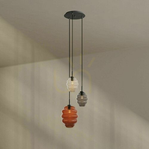Verifica Lustră suspendată s.luce Echos, 3 x E27, sticlă multicoloră, abajururi Ø 18/25 cm