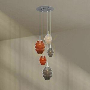 Lustră în cascadă s.luce Echos 5×E27, sticlă multicoloră Ø18/25 cm, suspensie albă small 0
