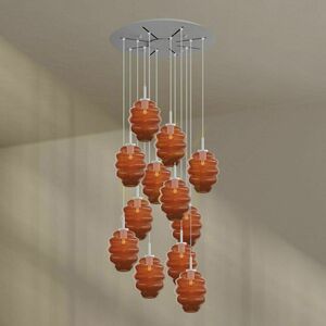 Lustră suspendată s.luce Echos, 12 becuri E27, sticlă maro, rozetă Ø 80 cm, abajururi Ø 25 cm small 0