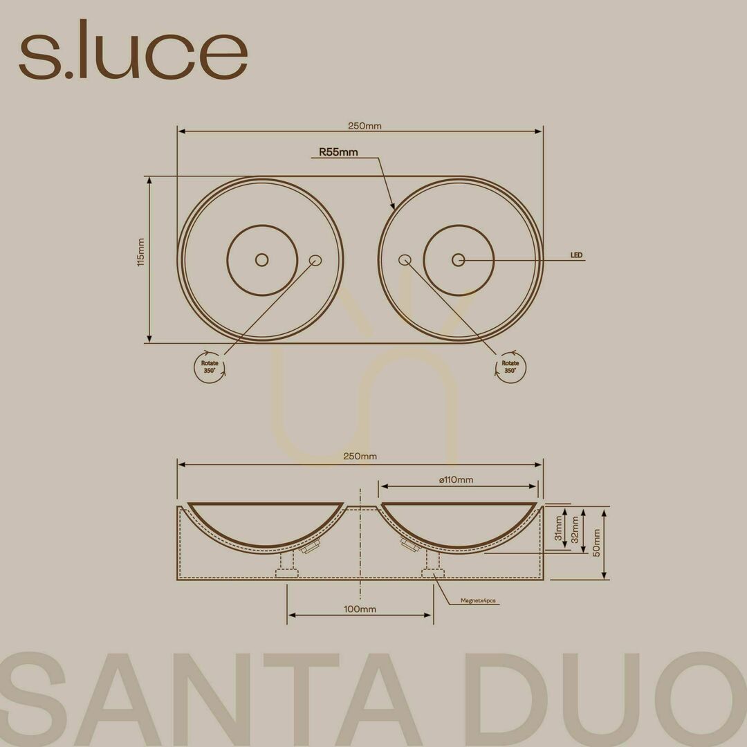 Vedere Spot LED de tavan reglabil s.luce Santa Duo, 2 lumini, negru, 22 W, 2700 K, dimabil Spot LED de tavan reglabil s.luce Santa Duo, 2 lumini, negru, 22 W, 2700 K, dimabil