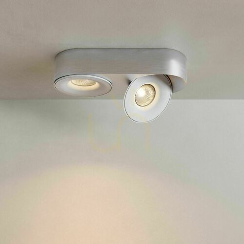 Verifica Spot LED de tavan reglabil s.luce Santa Duo, 2 lumini, 22 W, 2700 K, argintiu, dimabil