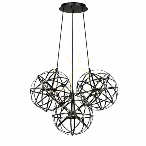 Verifica Lustră LED s.luce Atom Cluster, neagră, 16,2 W, 3000 K, Ø 30 cm