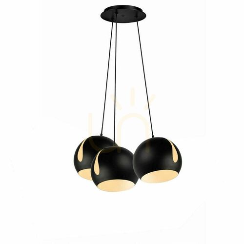 Verifica Lustră suspendată s.luce Ball Cluster, 3 becuri E27, metal negru, abajururi Ø20 cm