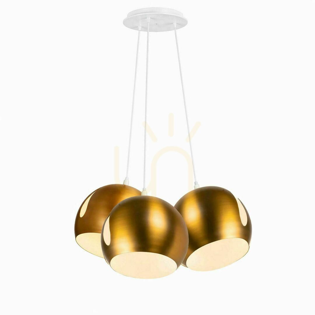Verifica Lustră suspendată s.luce Ball Cluster, 3 lumini E27, metal auriu, 3 x Ø30 cm Lustră suspendată s.luce Ball Cluster, 3 lumini E27, metal auriu, 3 x Ø30 cm