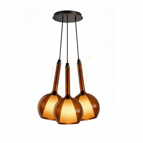 Verifica Lustră suspendată s.luce Belluna Cluster, 3 lumini, E14, sticlă maro