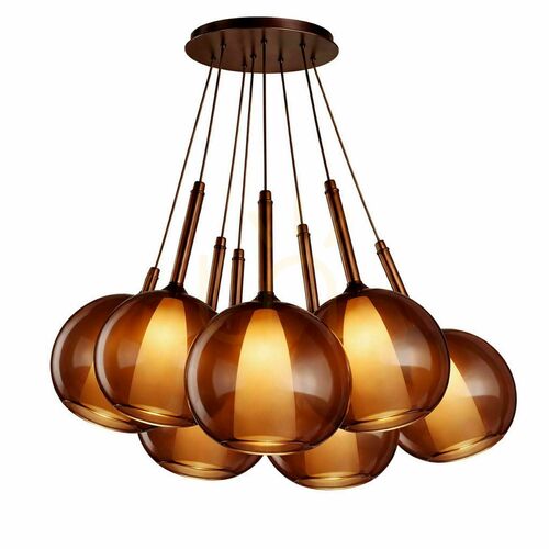 Verifica Lustră suspendată s.luce Belluna Cluster, sticlă maro, 7 x E27
