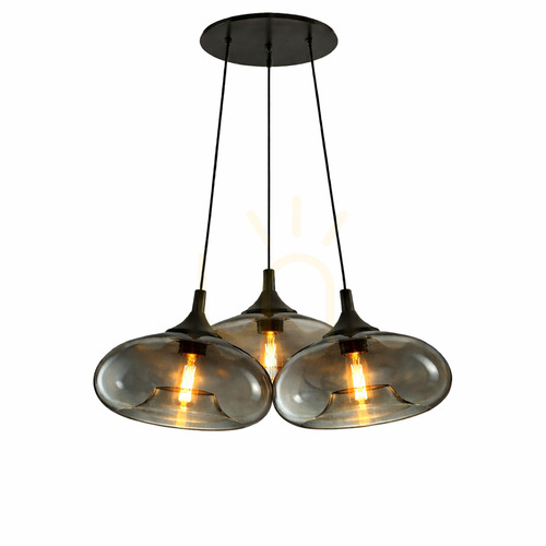 Verifica Lustră suspendată s.luce Cruet Cluster, sticlă fumurie, 3xE27, abajururi Ø28 cm