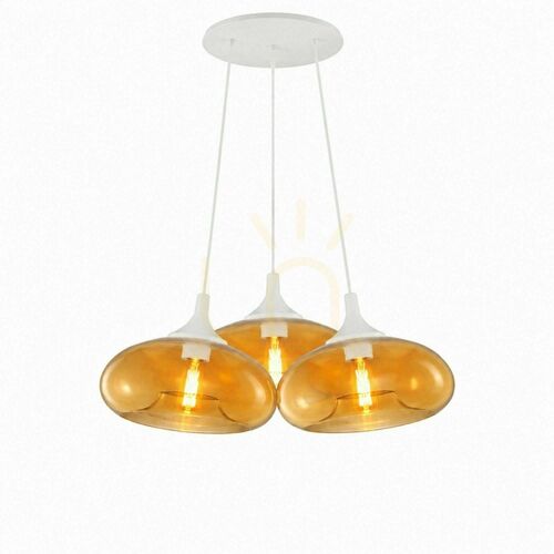 Verifica Lustră suspendată s.luce Cruet Cluster, 3 x E27, sticlă chihlimbar, abajururi Ø28 cm
