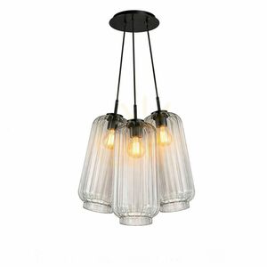 Lustră suspendată s.luce Velo Cluster, 3 x E27, sticlă transparentă, abajururi Ø 18 cm 6 Lustră suspendată s.luce Velo Cluster, 3 x E27, sticlă transparentă, abajururi Ø 18 cm small 6