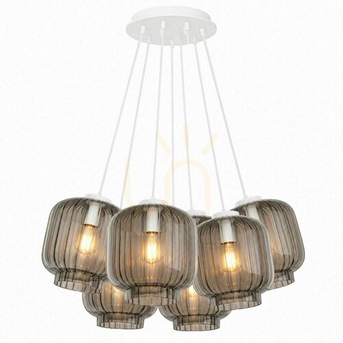 Verifica Lustră suspendată s.luce Velo Cluster, 7 x E27, sticlă fumurie, abajururi Ø20 cm