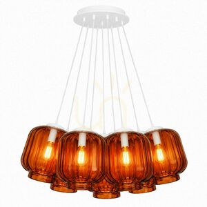 Lustră suspendată s.luce Velo Cluster, 7 x E27, sticlă maro, Ø 25 cm 8 Lustră suspendată s.luce Velo Cluster, 7 x E27, sticlă maro, Ø 25 cm small 8