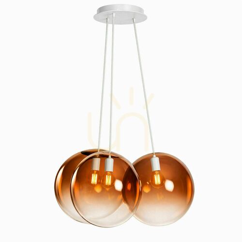 Verifica Lustră suspendată s.luce Orb Cluster, 3 x E27, sticlă și metal, cupru, 3 x Ø20 cm