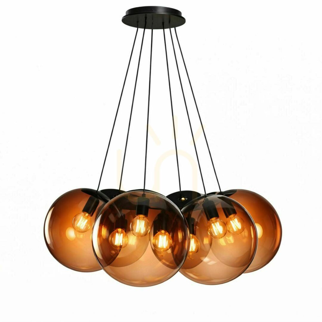 Afişa Lustră s.luce Orb Cluster, 7 globuri din sticlă fumurie, Ø 20 cm, 7 x E27 Lustră s.luce Orb Cluster, 7 globuri din sticlă fumurie, Ø 20 cm, 7 x E27