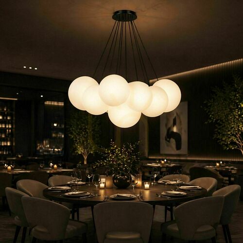 Verifica Lustră suspendată s.luce Orb Cluster, 7 globuri din sticlă fumurie, Ø 20 cm, E27