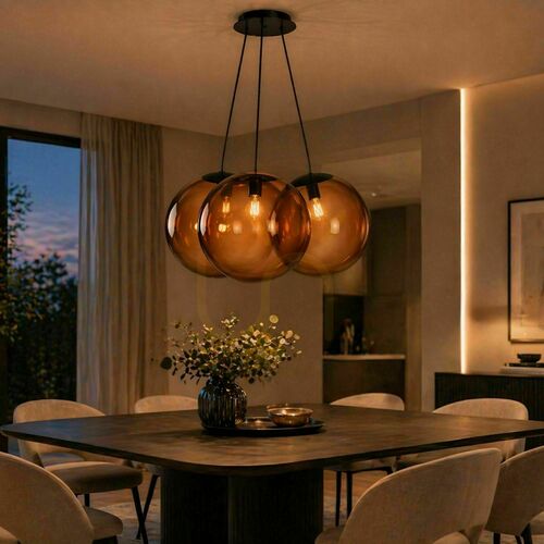 Verifica Lustră suspendată s.luce Orb Cluster, sticlă maro, 3 x E27, abajururi Ø40 cm