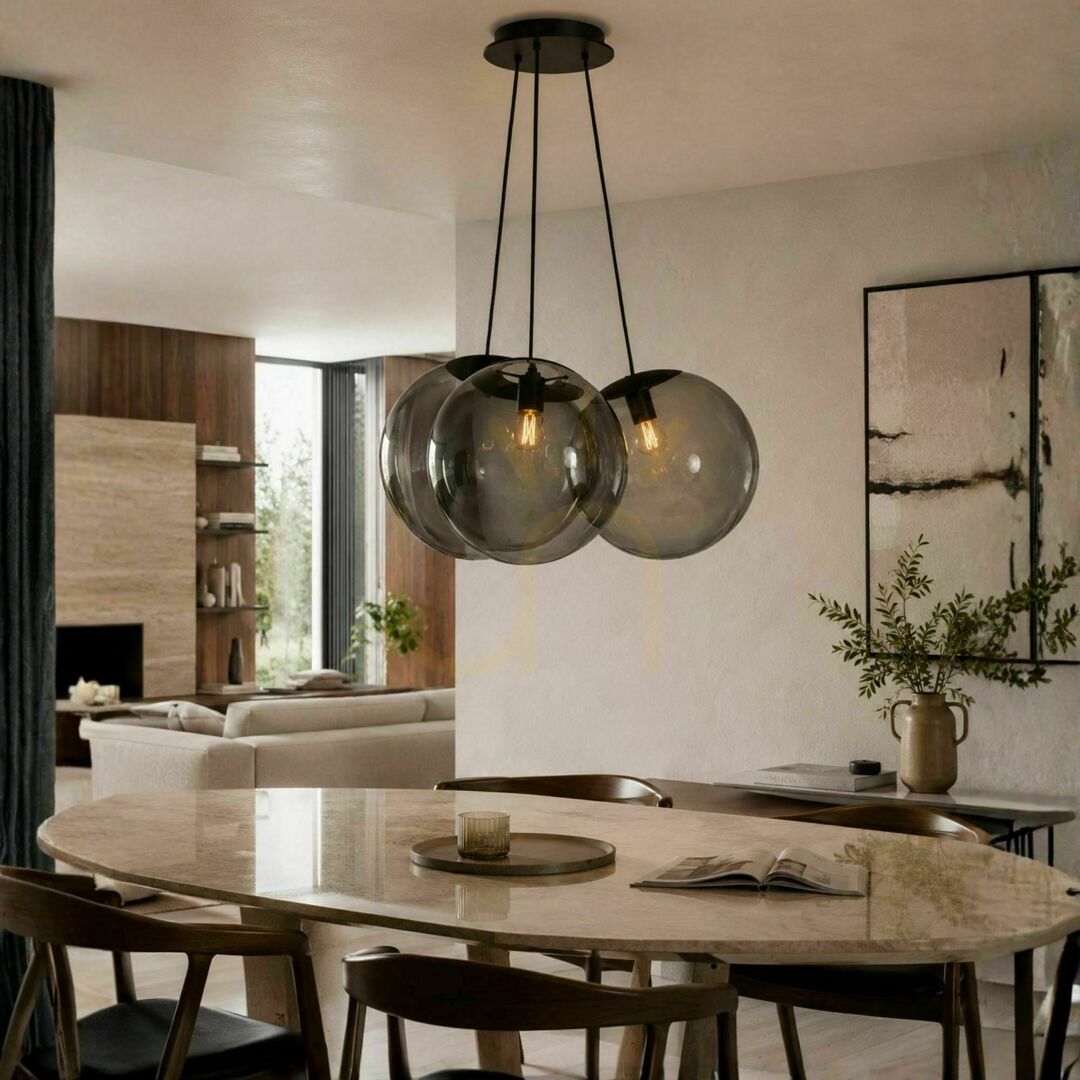 previzualizare Lustră suspendată s.luce Orb Cluster, 3 x E27, sticlă maro, Ø 50 cm Lustră suspendată s.luce Orb Cluster, 3 x E27, sticlă maro, Ø 50 cm