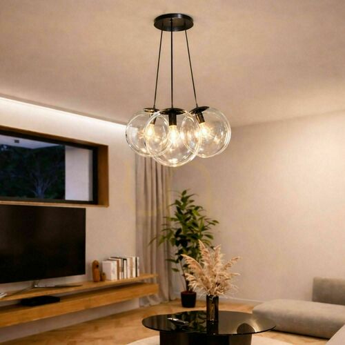 Verifica Lustră suspendată s.luce Orb Cluster, 3 x E27, sticlă transparentă, Ø50 cm
