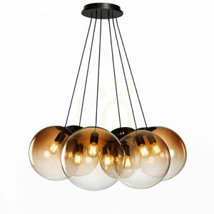 Lustră suspendată s.luce Orb Cluster, 7 x E27, sticlă maro, Ø40 cm small 3