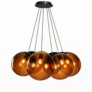 Lustră suspendată s.luce Orb Cluster, 7 x E27, sticlă maro, Ø40 cm small 8
