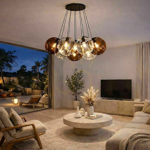 Verifica Lustră suspendată s.luce Orb Cluster, 7xE27, albă, sticlă, Ø 40 cm