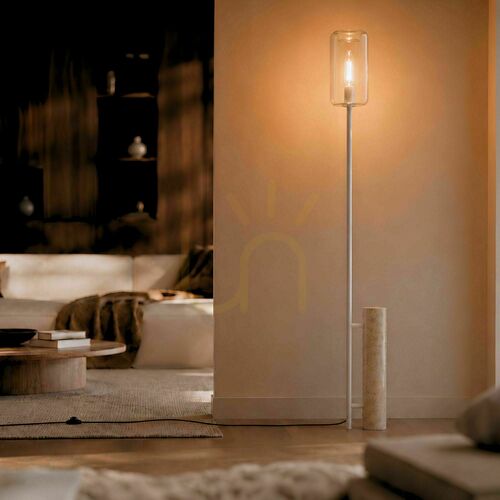 Verifica Lampă de podea s.luce Cruet, travertin și sticlă transparentă, 190 cm, E27