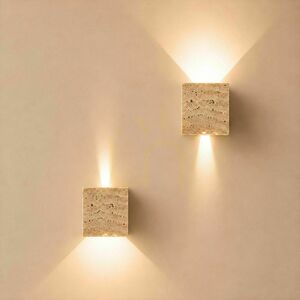 Aplică de perete LED s.luce Travea, travertin bej, 10 cm, 2 x 5 W, 3000 K, dimabilă 10 Aplică de perete LED s.luce Travea, travertin bej, 10 cm, 2 x 5 W, 3000 K, dimabilă small 10