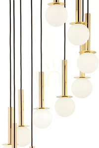 Lustră suspendată Sigma Daisy 10 Antresola cascadă, negru și auriu, sticlă albă 42057 small 7