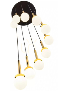 Lustră suspendată Sigma Daisy 10 Antresola cascadă, negru și auriu, sticlă albă 42057 small 12