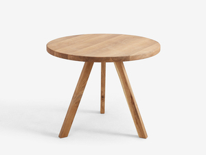 Masă de dining rotundă CustomForm TREBEN 90 stejar masiv neted pe trei picioare 90 cm small 0