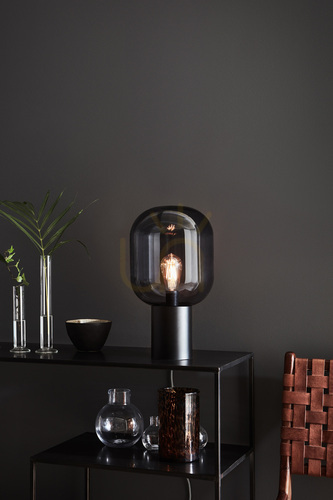 Verifica Lampă de masă Markslojd Brooklyn 107481 negru fumuriu sticlă 44 cm