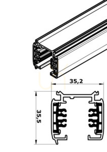 Bara colectoare 3F 200 cm, alb Eurostandard EUTRAC small 1