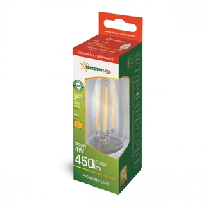 Bec LED lumânare SpectrumLED WOJ+13874 E14 4 W 2700 K, transparent small 3