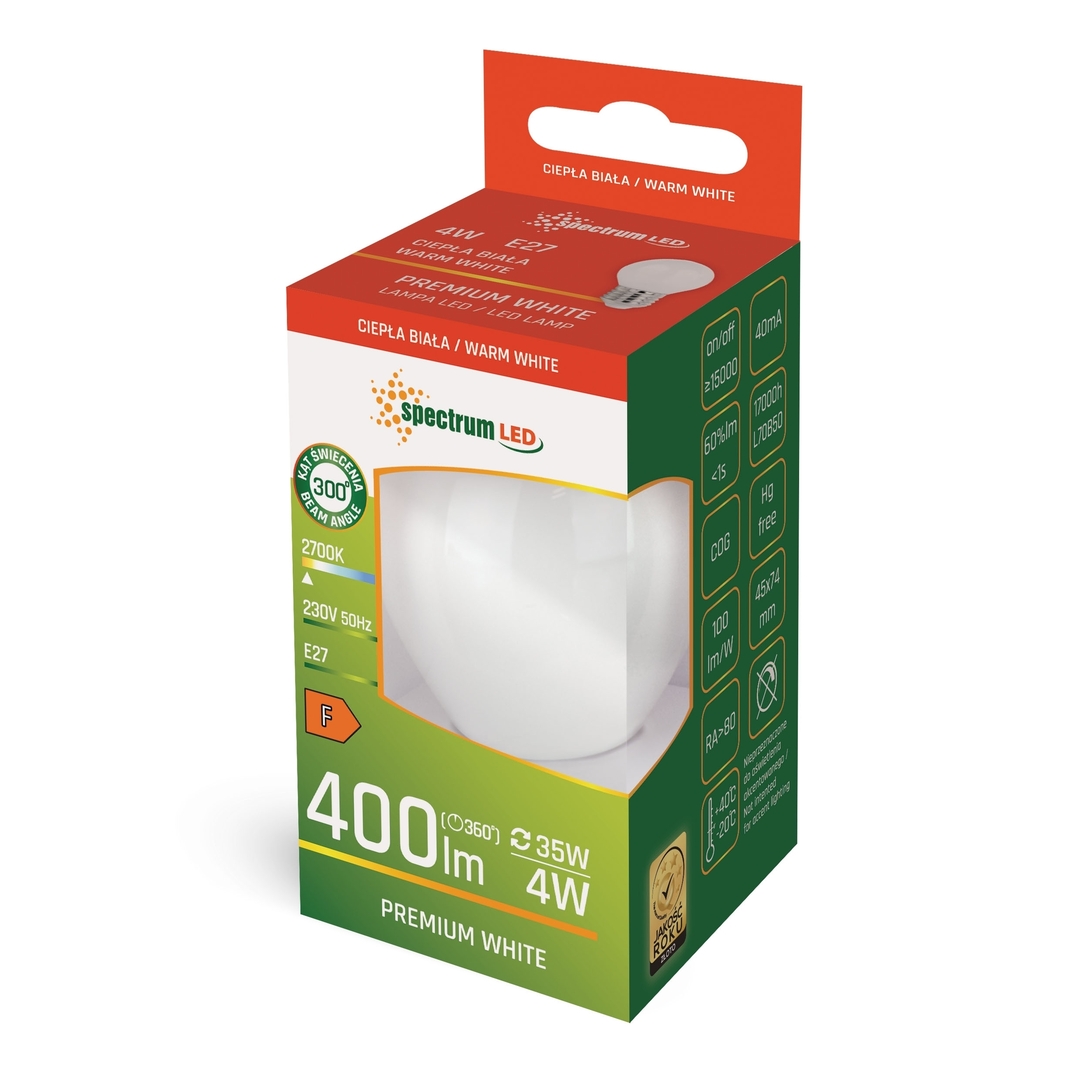 Vedere Sferă LED E27 230 V 4 W Cog Ww White Spectrum Sferă LED E27 230 V 4 W Cog Ww White Spectrum