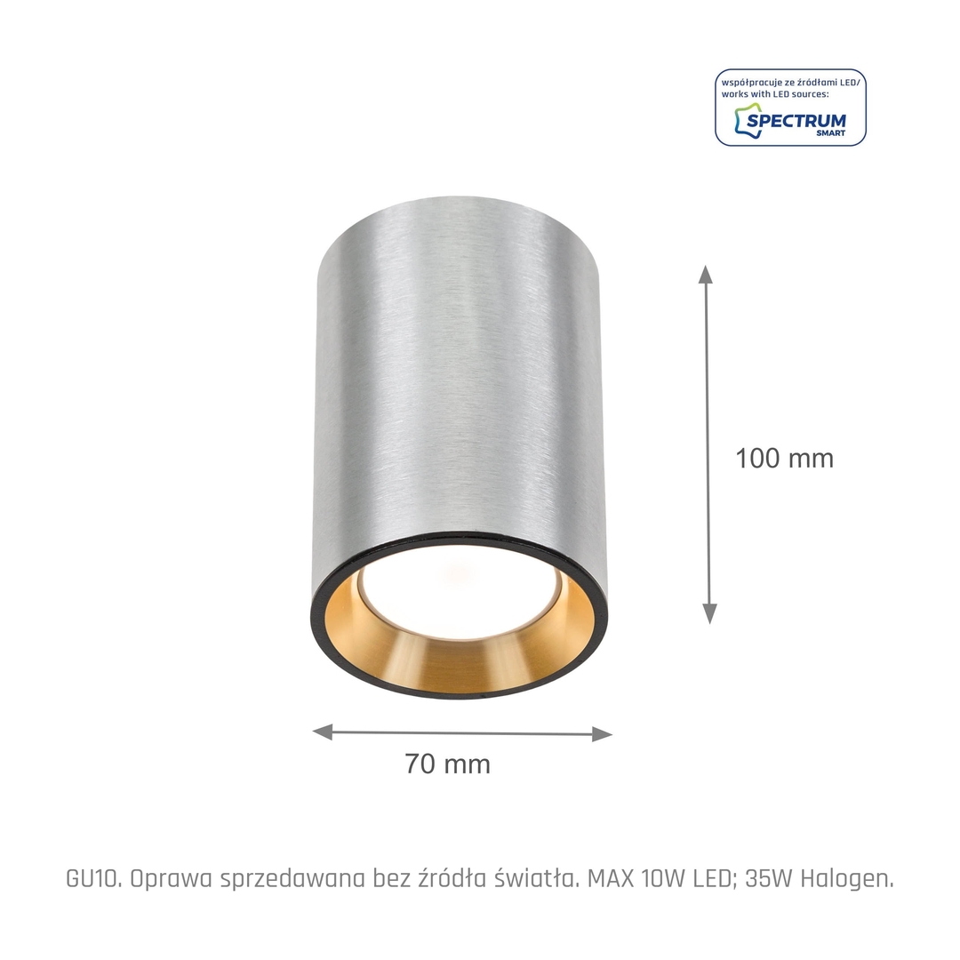 Vedere Chloe Mini Gu10 Ip20 ROUND Corp de argint, centru de aur, frontieră neagră Chloe Mini Gu10 Ip20 ROUND Corp de argint, centru de aur, frontieră neagră