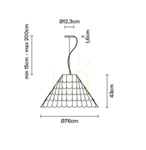 Lampa suspendată Fabbian Roofer F12 76cm - portocaliu - F12 A03 32 small 8