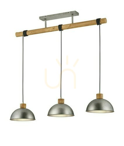 Verifica Lampă suspendată Trio DELHI 303400367, nichel antichizat și lemn, 3×E27, 107,5 cm