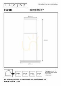 Felinar exterior Lucide FEDOR negru, E27, IP44, 49,5 cm, 14899/50/30 small 5