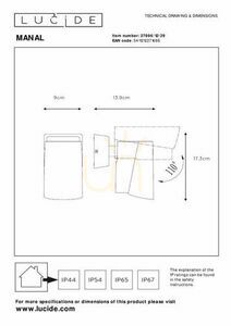 Aplica exterior Lucide MANAL antracit LED 12W IP65 27896/12/29 small 6