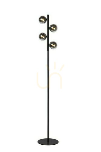 Verifica Lampă de podea Lucide TYCHO neagră, oțel și sticlă, 154 cm, 45774/04/30