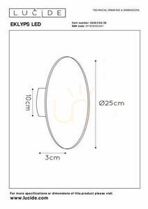 Aplica LED Lucide EKLYPS neagră 25 cm 8W 3000K 46201/08/30 small 4