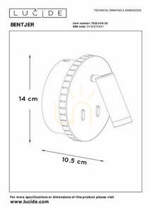 Aplica de perete Lucide BENTJER LED negru metal 14 cm 79201/09/30 small 7