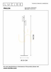 Lampă de podea Lucide Philon 79781/10/30 neagră LED 2x4,5 W 3000 K 140 cm dimabilă small 6