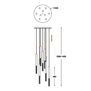 Lampă suspendată Zuma Line ONE P0461-09L-B5F7 LED, 9 lumini, auriu francez small 1