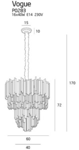 Lampă suspendată Max Light Vogue P0283 aurie 16x40W metal sticlă 60 cm small 4