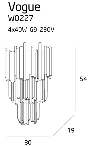 Afişa Aplica de perete Max Light Vogue W0227 aur metal sticlă 4x40W Aplica de perete Max Light Vogue W0227 aur metal sticlă 4x40W